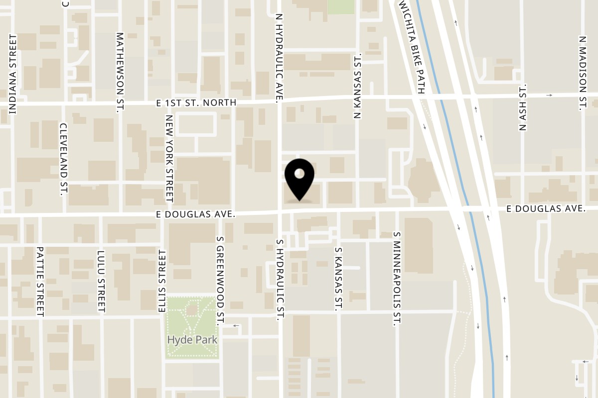 Map showing the location of Piatto Neapolitan Pizzeria on 1706 E Douglas Ave in Wichita